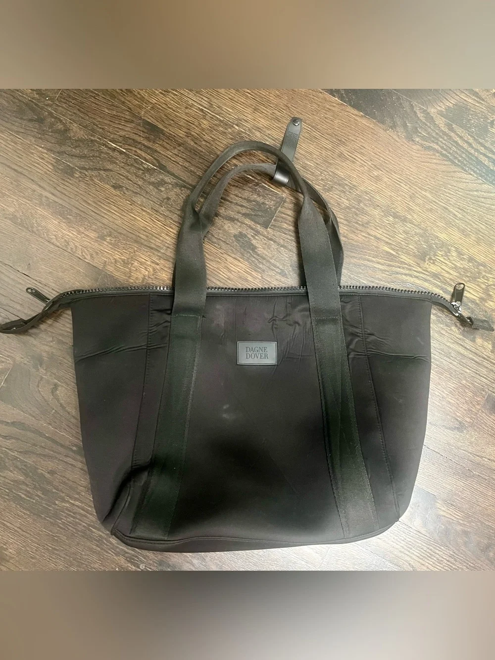 Dagne Dover Black Large Nylon Travel Work Tote Bag Laptop Carryall